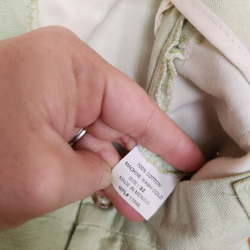 Charleston Khakis Light Green Twill Slacks Trouser Pants Preppy Tall Sz 32 X 34